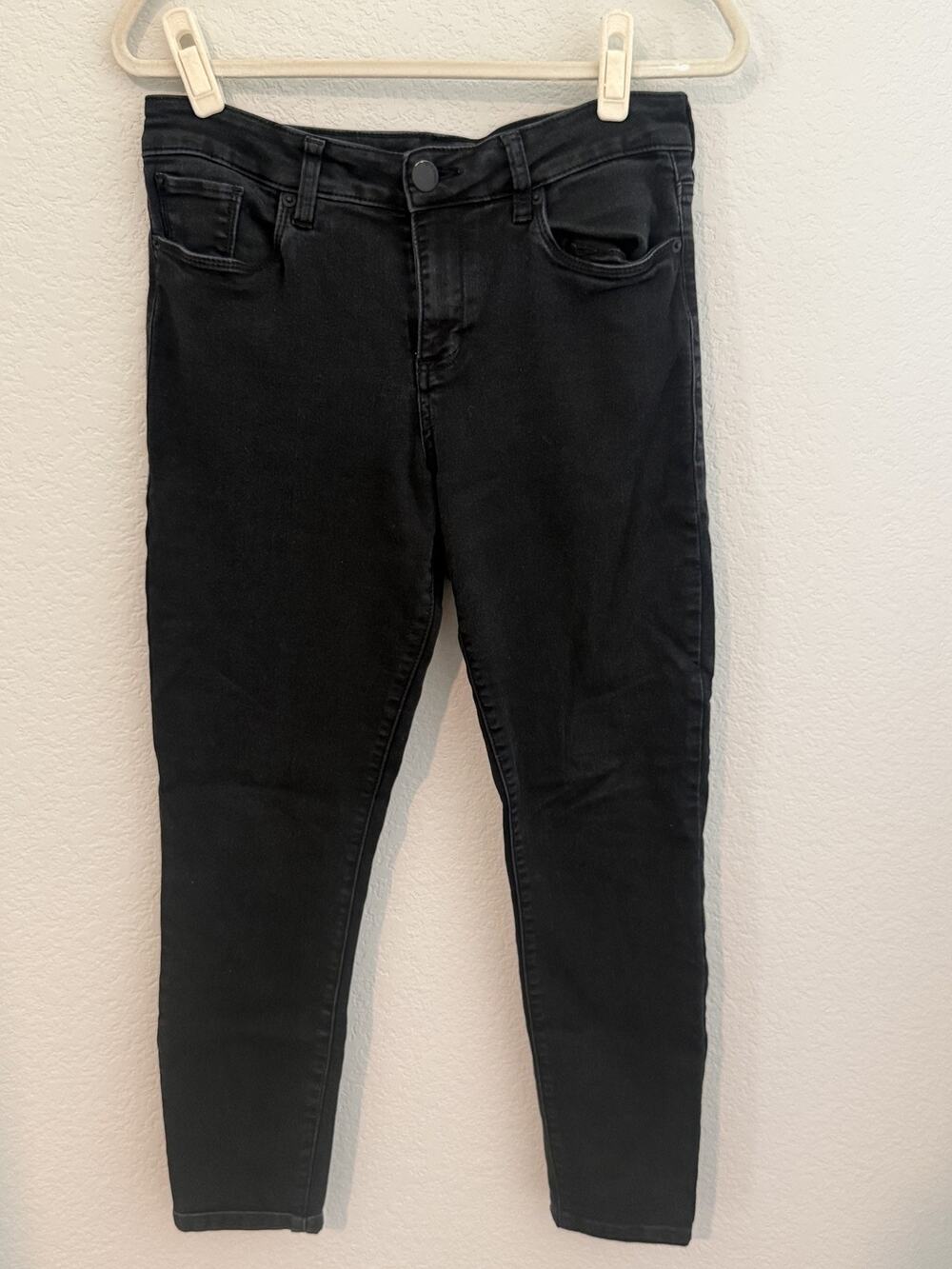 STS Blue Emma Ankle Skinny Black Denim Jeans Women's 29 Stretch 5 Pocket Zip